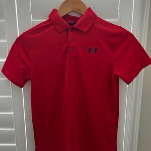 Under Armour Boys Red Performance Polo. Size Medium. EUC, like new!